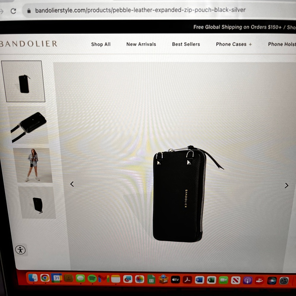 Black Bandolier Crossbody “Expanded Pouch” to use with crossbody phone case.